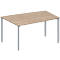 Schäfer Shop Genius vergadertafel MODENA FLEX, ton, 4-poots ronde buis, B 1400 x D 1000 x H 720-840 mm, eiken decor/blank aluminium RAL 9006