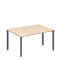 Schäfer Shop Genius vergadertafel MODENA FLEX, ton, 4-poots vierkante buis, B 1400 x D 1000/800 x H 720-840 mm, ahorn/blank aluminium RAL 9006