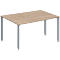 Schäfer Shop Genius vergadertafel MODENA FLEX, ton, 4-poots vierkante buis, B 1400 x D 1000/800 x H 720-840 mm, eiken decor/blank aluminium RAL 9006