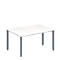 Schäfer Shop Genius vergadertafel MODENA FLEX, ton, 4-poots vierkante buis, B 1400 x D 1000/800 x H 720-840 mm, wit/blank aluminium RAL 9006