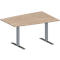 Schäfer Shop Genius vergadertafel MODENA FLEX, ton, T-poot rechthoekige buis, B 1400 x D 1000 x H 650-850 mm, eiken decor/blank aluminium RAL 9006