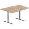 Schäfer Shop Genius vergadertafel MODENA FLEX, ton, T-poot ronde buis, B 1400 x D 1000 x H 650-850 mm, eiken decor/blank aluminium RAL 9006