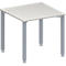 Schäfer Shop Genius vergadertafel MODENA FLEX, vierkant, 4-poots vierkante buis, B 800 x D 800 x H 720-840 mm, lichtgrijs/blank aluminium RAL 9006