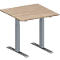 Schäfer Shop Genius vergadertafel MODENA FLEX, vierkant, T-poot rechthoekige buis, B 800 x D 800 x H 650-850 mm, eiken decor/blank aluminium RAL 9006
