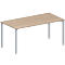 Schäfer Shop Genius vergadertafel, rechthoekig, 4-poots ronde buis, B 1600 x D 800 x H 720-840 mm, eiken decor/blank aluminium RAL 9006