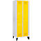Schäfer Shop Genius Vestiaire sur pieds, 2 compartiments, l. 630 x P 500 x H 1850 mm, serrure à cylindre, gris clair/jaune