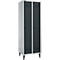 Schäfer Shop Genius Vestiaire sur pieds, 2 compartiments, l. 630 x P 500 x H 1850 mm, serrure de sécurité à came batteuse, alu blanc RAL 9016/anthracite