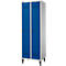 Schäfer Shop Genius Vestiaire sur pieds, 2 compartiments, l. 630 x P 500 x H 1850 mm, serrure de sécurité à came batteuse, alu blanc RAL 9016/bleu gentiane