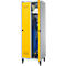 Schäfer Shop Genius Vestiaire sur pieds, 2 compartiments, l. 630 x P 500 x H 1850 mm, serrure de sécurité à came batteuse, alu blanc RAL 9016/jaune