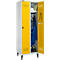 Schäfer Shop Genius Vestiaire sur pieds, 2 compartiments, l. 630 x P 500 x H 1850 mm, serrure de sécurité à came batteuse, gris clair/jaune
