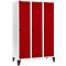 Schäfer Shop Genius Vestiaire sur pieds, 3 compartiments, largeur de compartiment 400 mm, serrure de sécurité à came batteuse, gris clair/rouge rubis