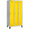 Schäfer Shop Genius Vestiaire sur pieds, 3 compartiments, serrure à came batteuse, argent clair/jaune