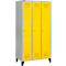 Schäfer Shop Genius Vestiaire sur pieds, 3 compartiments, serrure à cylindre, argent clair/jaune