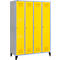 Schäfer Shop Genius Vestiaire sur pieds, 4 compartiments, serrure à cylindre, alu blanc/jaune