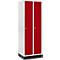 Schäfer Shop Genius Vestiaire sur socle, 2 compartiments, serrure à cylindre, gris clair/rouge