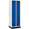 Schäfer Shop Genius Vestiaire sur socle, 2 compartiments, serrure de sécurité à came batteuse, gris clair/bleu gentiane