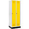 Schäfer Shop Genius Vestiaire sur socle, 2 compartiments, serrure de sécurité à came batteuse, gris clair/jaune