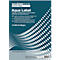Titel: Aqua Label. Beschreibung: Blaues Etikettenpapier mit weißer Schrift. Text in mehreren Sprachen.