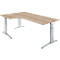 Schäfer Shop Genius Winkelschreibtisch 90° PLANOVA ERGOSTYLE, Ansatz links, manuell höhenverstellbar, B 2000 mm, Eiche/weißalu