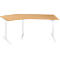 Schäfer Shop Genius Winkelschreibtisch AERO FLEX, elektrisch höhenverstellbar, 135° Winkel links, B 2165 mm, Buche/weiß + Memorypanel