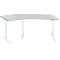 Schäfer Shop Genius Winkelschreibtisch AERO FLEX, elektrisch höhenverstellbar, 135° Winkel links, B 2165 mm, lichtgrau/weiß + Memorypanel
