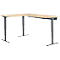 Schäfer Shop Genius Winkelschreibtisch AERO FLEX, elektrisch höhenverstellbar, 90° Winkel, C-Fuß, B 2000 x T 1600 mm, Ahorn-Dekor/anthrazit, Memorypanel + Kabelkanal