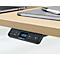 Schäfer Shop Genius Winkelschreibtisch AERO FLEX, elektrisch höhenverstellbar, 90° Winkel, C-Fuß, B 2000 x T 1600 mm, Ahorn-Dekor/anthrazit, Memorypanel + Kabelkanal