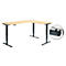 Schäfer Shop Genius Winkelschreibtisch AERO FLEX, elektrisch höhenverstellbar, 90° Winkel, C-Fuß, B 2000 x T 1600 mm, Ahorn-Dekor/anthrazit, Memorypanel + Kabelkanal