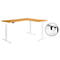 Schäfer Shop Genius Winkelschreibtisch AERO FLEX, elektrisch höhenverstellbar, 90° Winkel, C-Fuß, B 2000 x T 1600 mm, Buche-Dekor/weiß, Memorypanel + Kabelkanal