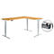 Schäfer Shop Genius Winkelschreibtisch AERO FLEX, elektrisch höhenverstellbar, 90° Winkel, C-Fuß, B 2000 x T 1600 mm, Buche-Dekor/weißaluminium, Memorypanel + Kabelkanal
