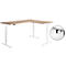 Schäfer Shop Genius Winkelschreibtisch AERO FLEX, elektrisch höhenverstellbar, 90° Winkel, C-Fuß, B 2000 x T 1600 mm, Eiche-Dekor/weiß, Memorypanel + Kabelkanal