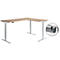 Schäfer Shop Genius Winkelschreibtisch AERO FLEX, elektrisch höhenverstellbar, 90° Winkel, C-Fuß, B 2000 x T 1600 mm, Eiche-Dekor/weißaluminium, Memorypanel + Kabelkanal