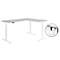 Schäfer Shop Genius Winkelschreibtisch AERO FLEX, elektrisch höhenverstellbar, 90° Winkel, C-Fuß, B 2000 x T 1600 mm, lichtgrau/weiß, Memorypanel + Kabelkanal