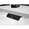 Schäfer Shop Genius Winkelschreibtisch AERO FLEX, elektrisch höhenverstellbar, 90° Winkel, C-Fuß, B 2000 x T 1600 mm, lichtgrau/weißaluminium, Memorypanel + Kabelkanal