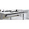 Schäfer Shop Genius Winkelschreibtisch AERO FLEX, elektrisch höhenverstellbar, 90° Winkel, C-Fuß, B 2000 x T 1600 mm, lichtgrau/weißaluminium, Memorypanel + Kabelkanal