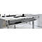 Schäfer Shop Genius Winkelschreibtisch AERO FLEX, elektrisch höhenverstellbar, 90° Winkel, C-Fuß, B 2000 x T 1600 mm, lichtgrau/weißaluminium, Memorypanel + Kabelkanal