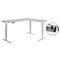 Schäfer Shop Genius Winkelschreibtisch AERO FLEX, elektrisch höhenverstellbar, 90° Winkel, C-Fuß, B 2000 x T 1600 mm, lichtgrau/weißaluminium, Memorypanel + Kabelkanal