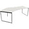 Schäfer Shop Genius Winkelschreibtisch MODENA FLEX, 135°, Bügelfuß, Ansatz links, B, B 2165 mm, lichtgrau