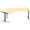 Schäfer Shop Genius Winkelschreibtisch MODENA FLEX, 135° Winkel links, T-Fuß Rechteckrohr, B 2165 x T 800/800 x H 650-850 mm, Ahorn/anthrazit
