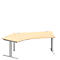 Schäfer Shop Genius Winkelschreibtisch MODENA FLEX, 135° Winkel links, T-Fuß Rechteckrohr, B 2165 x T 800/800 x H 650-850 mm, Ahorn/weißalu