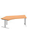 Schäfer Shop Genius Winkelschreibtisch MODENA FLEX, 135° Winkel links, T-Fuß Rechteckrohr, B 2165 x T 800/800 x H 650-850 mm, Buche/weißalu