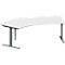 Schäfer Shop Genius Winkelschreibtisch MODENA FLEX, 135° Winkel links, T-Fuß Rechteckrohr, B 2165 x T 800/800 x H 650-850 mm, lichtgrau/anthrazit