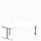 Schäfer Shop Genius Winkelschreibtisch MODENA FLEX, 135° Winkel links, T-Fuß Rechteckrohr, B 2165 x T 800/800 x H 650-850 mm, weiß/weißalu