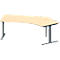 Schäfer Shop Genius Winkelschreibtisch MODENA FLEX, 135° Winkel rechts, T-Fuß Rechteckrohr, B 2165 x T 800/800 x H 650-850 mm, Ahorn/anthrazit