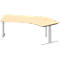 Schäfer Shop Genius Winkelschreibtisch MODENA FLEX, 135° Winkel rechts, T-Fuß Rechteckrohr, B 2165 x T 800/800 x H 650-850 mm, Ahorn/weißalu