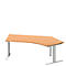 Schäfer Shop Genius Winkelschreibtisch MODENA FLEX, 135° Winkel rechts, T-Fuß Rechteckrohr, B 2165 x T 800/800 x H 650-850 mm, Buche/weißalu