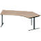 Schäfer Shop Genius Winkelschreibtisch MODENA FLEX, 135° Winkel rechts, T-Fuß Rechteckrohr, B 2165 x T 800/800 x H 650-850 mm, Eiche/anthrazit