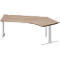 Schäfer Shop Genius Winkelschreibtisch MODENA FLEX, 135° Winkel rechts, T-Fuß Rechteckrohr, B 2165 x T 800/800 x H 650-850 mm, Eiche/weißalu