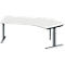 Schäfer Shop Genius Winkelschreibtisch MODENA FLEX, 135° Winkel rechts, T-Fuß Rechteckrohr, B 2165 x T 800/800 x H 650-850 mm, lichtgrau/anthrazit
