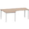 Schäfer Shop Genius Winkelschreibtisch MODENA FLEX 90°, Ansatz links, 4-Fuß-Quadratrohr, B 2000 mm, weiß/weiß